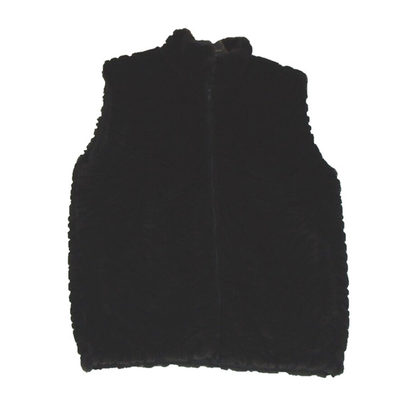 Duffel Outdoor Vest Faux Fur Vest Dark Brown Pockets Full Zip Size XL‎ Vintage - Picture 7 of 8